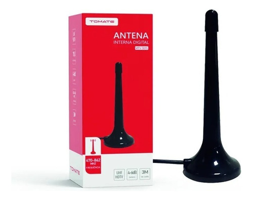 Antena Interna Externa Sinal Digital Base C/ Imã Hdtv 3 Mts