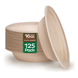 125 Platos Hondos Resistentes Desechables Biodegradable 16oz