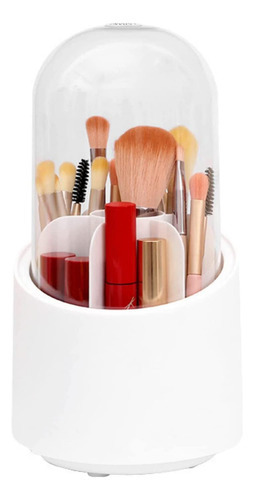 Afrand Soporte Para Brochas De Maquillaje Con Tapa, Girator. Color Blanco, Transparente