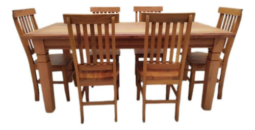 Mesa Jantar 1,80x0,90m + 6 Cadeiras Madeira Maciça Peroba