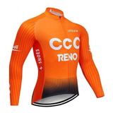Jersey Ciclismo Ruta Mtb Ccc Reno Manga Larga Naranja