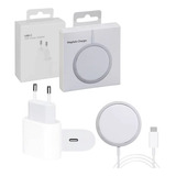 Kit Carregador Magnético Magsafe Indução P/iPhone+fonte 20w