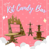 Kit Candy Bar Mobiliario Mesa De Dulces Exhibidor Armable