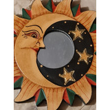 Sol-luna Colgante Decorativo Con Espejo.hecho A Mano. Impor