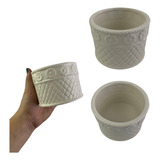 Kit 3 Vasos Em Porcelana Branco Redondo Para Decoração