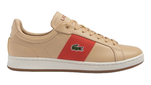 Tenis Lacoste Carnaby Pro Leather Piel Nat/red Originales