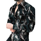 Camisa De Camuflaje Con Estampado 3d De Plumas Para Hombre