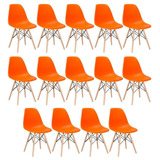 14 Cadeiras Eames Wood Cozinha Jantar Pés Palito Cores Cor Da Estrutura Da Cadeira Laranja
