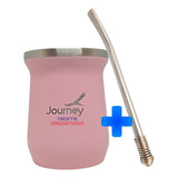 Mate Termico De Acero Inoxidable Bi Capa Rosa Con Bombilla Matt