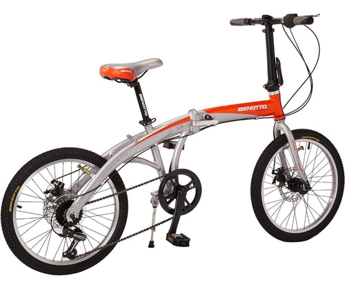 Bicicleta Plegable Alum Athens R20 7v Plata/naranja Benotto