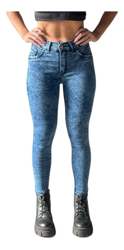 Jeans Clásico Nevado Chupín Tiro Alto Mujer