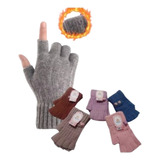 Guantes X 2 Pares S/dedos Lana Con Interior Térmico Peluche