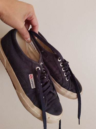 Zapatillas Superga Lino 100% Azul Navy 35 Impecables