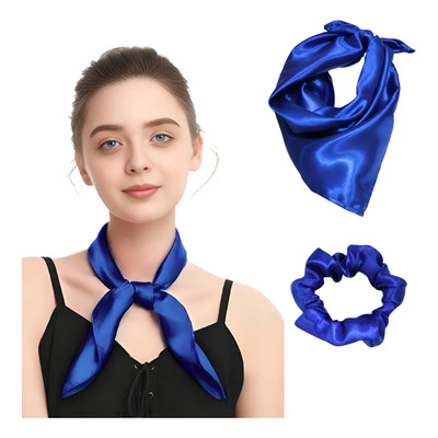 Mascada Satin Pañuelo Color Sólido Lizo Para Mujer Picky Color Azul Rey Diseño De La Tela Satinado Talla Unitalla