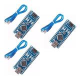 Kit 3x Pcs Para Arduino Nano V3.0 Atmega328 + Cabo Usb