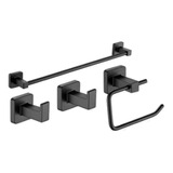 Set De Accesorios Baño Kit 4 Piezas Cubik Black Dantes Cuota