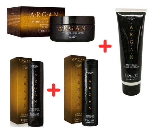 Fidelité Kit Argan Shampoo+acond+c.de Peinar+mascara 250ml