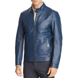 Exclusiva Chaqueta De Cuero Hugo Boss, Blue