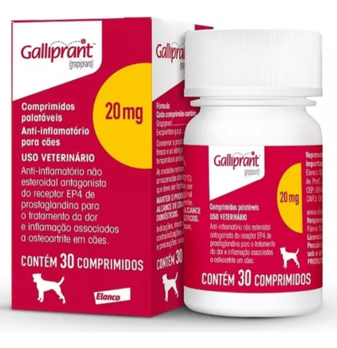 Galliprant 20mg Anti-inflamatório Elanco Cães 30 Comprimidos