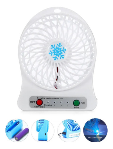 Mini Ventilador Potente Recarregável Silencioso Usb Pilha 