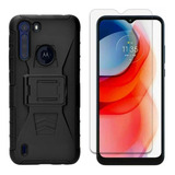 Mica + Funda Uso Rudo + Clip Para Motorola One Fusion 