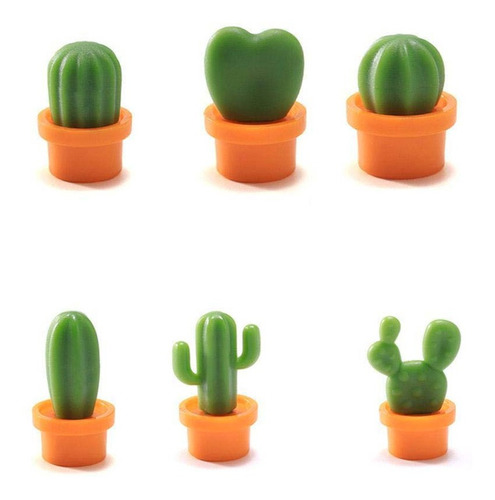 Set Imanes 6 Cactus Plantas Heladera Infantil Magneticos 