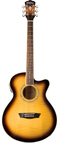 Guitarra Electroacústica Mini Jumbo Washburn Ea15 Sunburst Color Marrón Material Del Diapasón Palo De Rosa Orientación De La Mano Diestro
