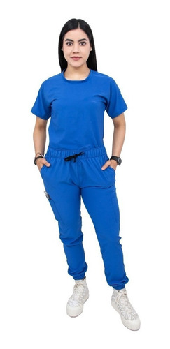 Pijama Quirúrgica Mujer Azul Stretch Antifluidos Jogger