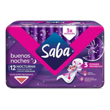 Toallas Femenina Saba Buenas Noche Extra Con Alas 12 Pzas