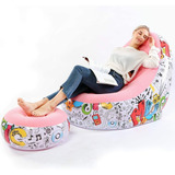 Sofá+ Puf Inflable/ Sillón+ Cojín De Pies Inflable- Camping