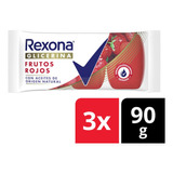 Jabon En Barra Rexona De Glicerina Frutos Rojos 3 Un X 90 Gr