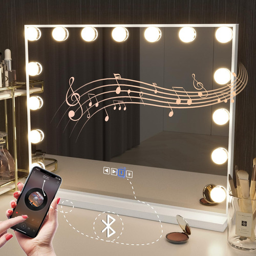 Hansong Espejo De Tocador Con Luces Y Bluetooth Hollywood E.