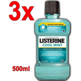Enxaguante Bucal Listerine Cool Mint Hortelã 500ml Kit C/03