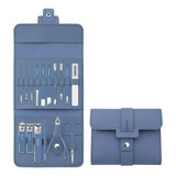 Set Manicure Pedicure Y Cuidado Facil + Estuche Azul