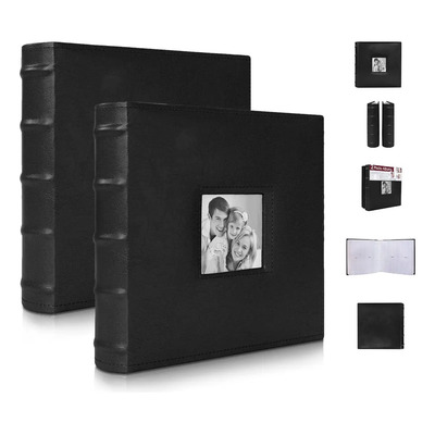 Paquete de 2 Albumes Fotográficos Betco, Encuadernados y Cosidos a Mano. Capacidad para 400 Fotos (200 por Álbum). Tapa Dura en Color Negro | Meses sin interés