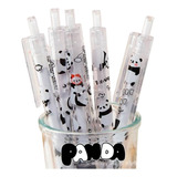 Caneta Gel Panda Fofo Esferográfica Kit 6 Unidades