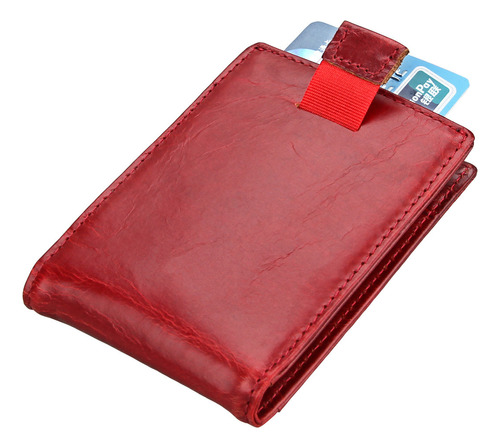 Monedero Multifuncional De Cuero Genuino Rfid Money Clip