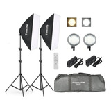 Kit 2x Iluminador Led Softbox 50x70cm Estúdio + Tripe Com Nf