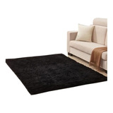 Tapete Alfombra Peluda Negro Elegante 150 Cm * 200 Cm 