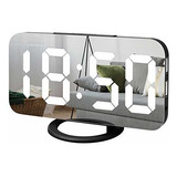 Reloj Despertador Digital, Pantalla Led Grande Con Espejo, 2