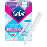 Saba Tampones Super Plus Aplicador Largo Flujo Súper 10 Pz