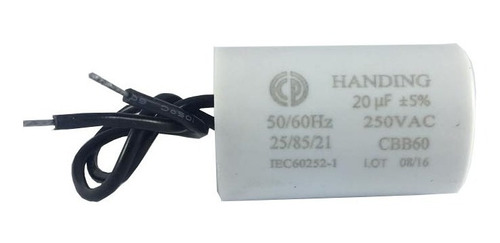 Capacitor 20uf 250v 2fios Motor Permanente