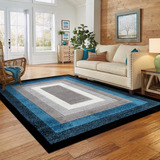 Alfombra 133x180 Cm Frise Carved Florida D1 Blue Azul C/gris