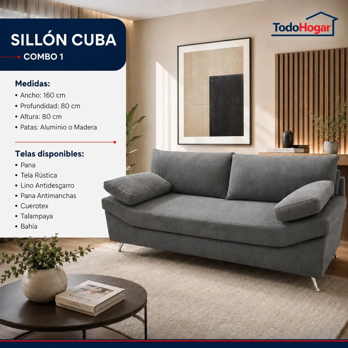 SILLON DE LIVING DE 2 CUERPOS CUBA