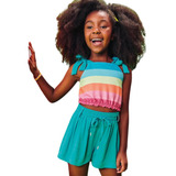 Conjunto Infantil Feminino Cropped Air Flow, Marca Kukiê