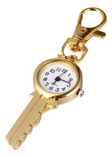 Reloj De Bolsillo Retro De Cuarzo Dorado Llavero Llavero