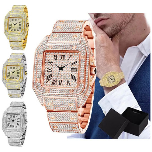 Reloj Masculino Lujoso De Cuarzo Con Diamantes