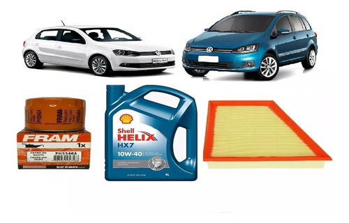 Kit 2 Filtros Aceite +aire+shell 10w40 X4l Vw Gol Fox Suran 