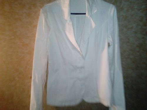 Saco Blazer Chaqueta Blanca Mujer Manga Larga Algodon