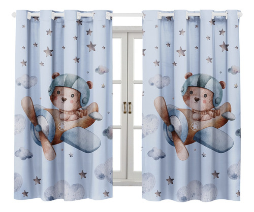 Cortina Estampada 200x150 Quarto Infantil Bebê Safari Baby